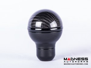 FIAT 500 Gear Shift Knob - Black Italy - Carbon Fiber Top/ Black Base and Black Side Stripe